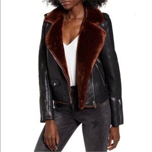 Faux Fur and Leather Moto Jacket